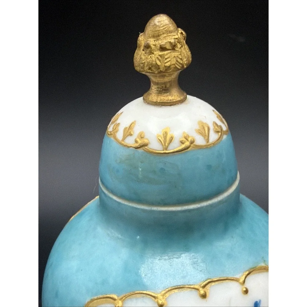 Antique Sevres Style Porcelain Vase Signed Luce Hand Painted Gilt Bronze 6